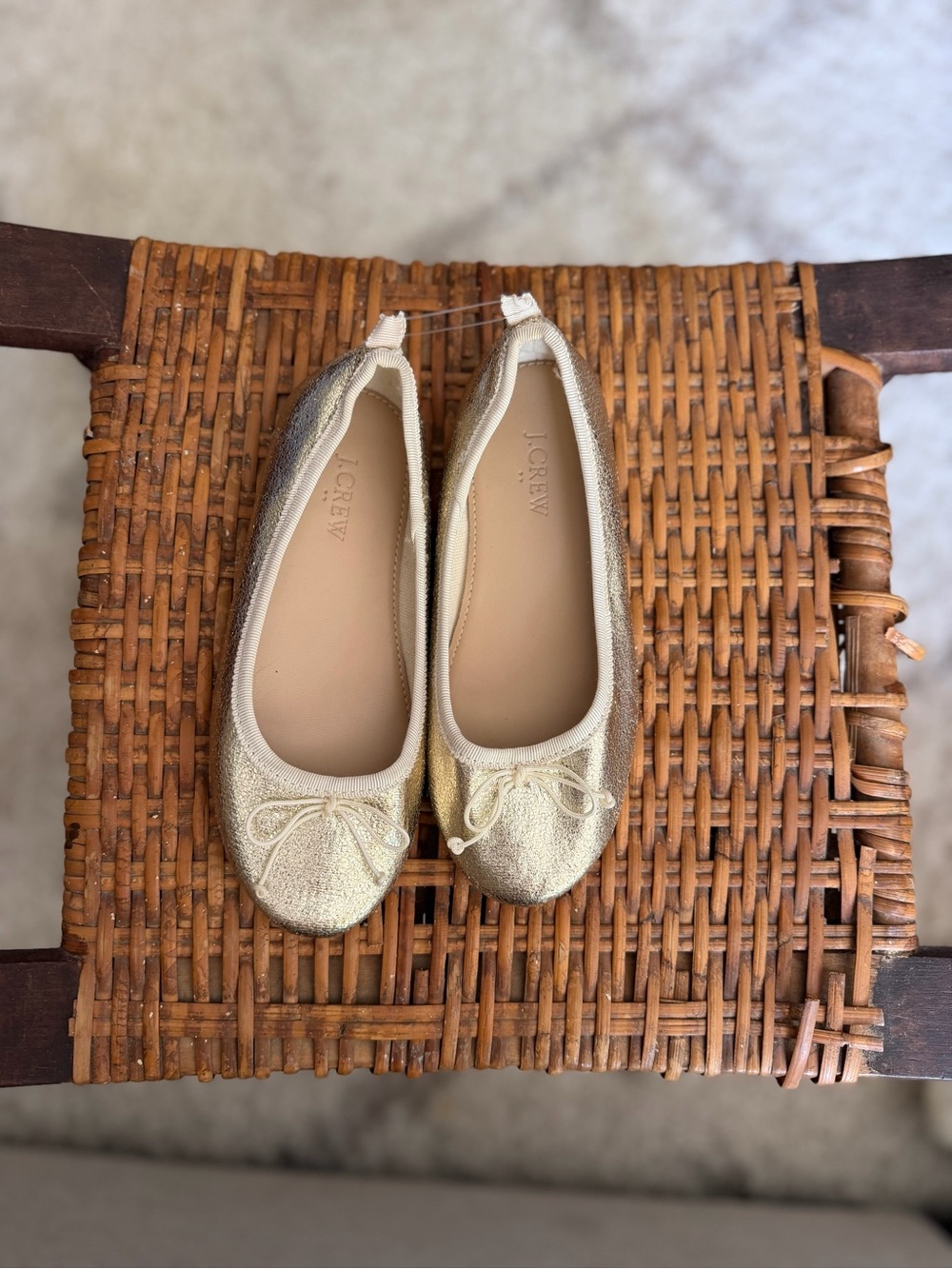 J. Crew Gold Ballet Flats - Sparkle Bow Little Kids Size 13